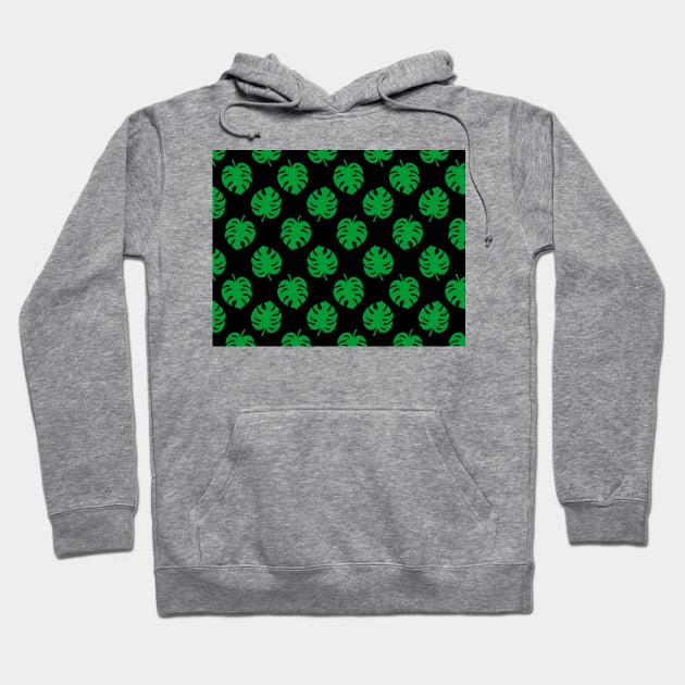 Philodendron Pattern Black Hoodie by XOOXOO